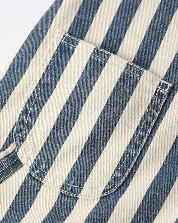 Denim Shortall | Navy Stripe | Rylee & Cru