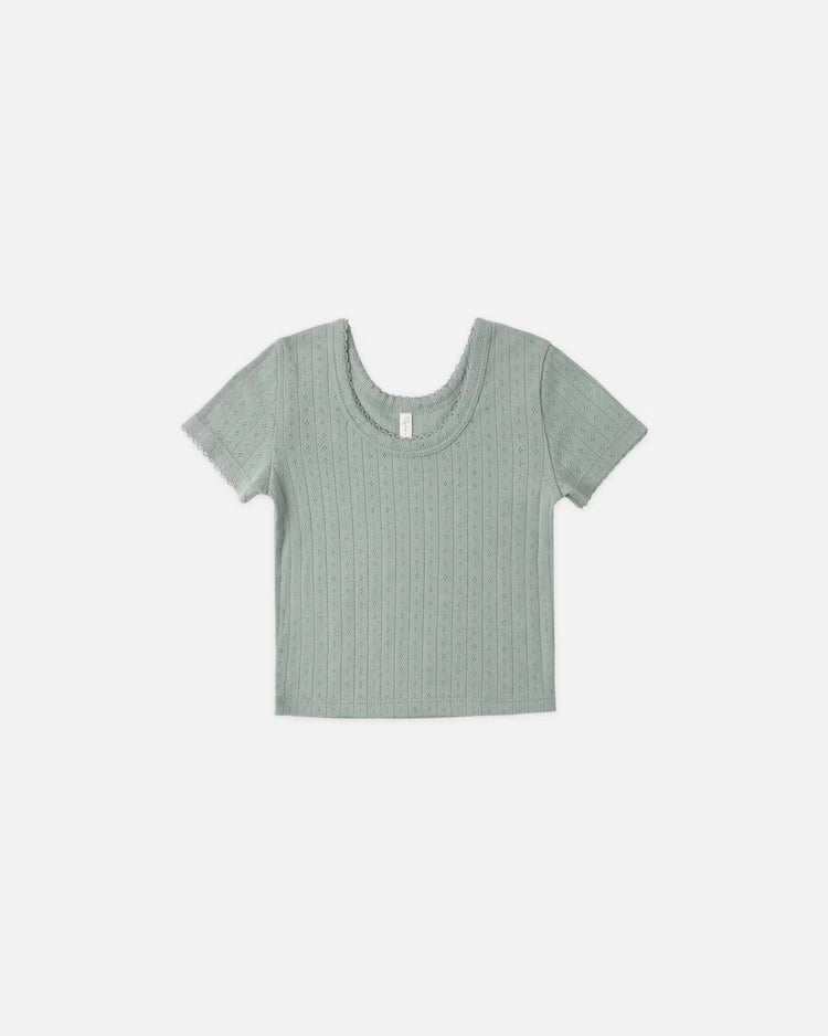 Pointelle Tee | Sea Green | Rylee & Cru