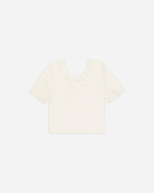 Pointelle Tee | Ivory | Rylee & Cru