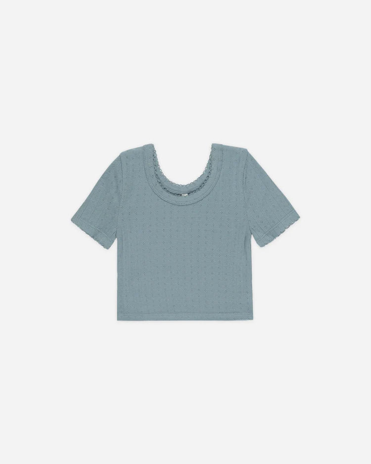 Pointelle Tee | Ocean | Rylee & Cru