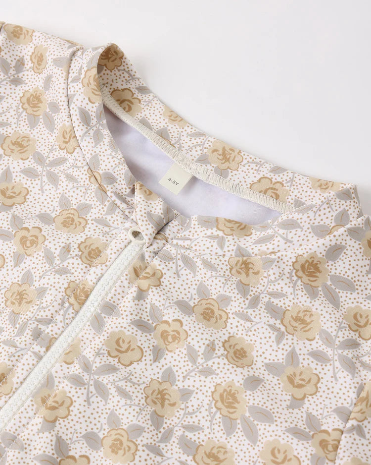 Crop Rashguard Set | Yellow Floral | Rylee & Cru