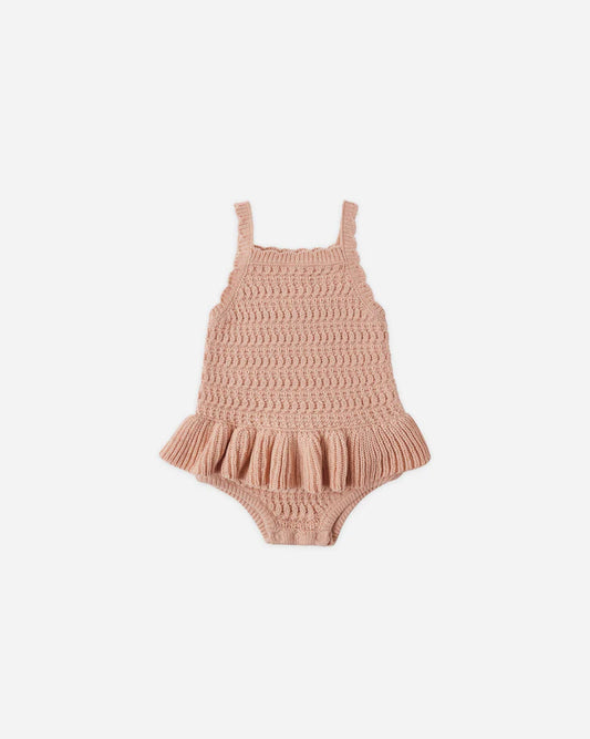 Crochet Ruffle Romper | Melon | Rylee & Cru