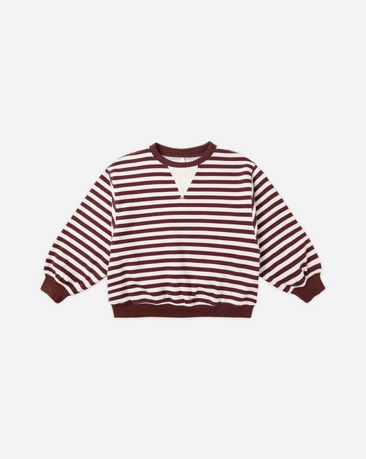 Oversized Crew | Burgundy Stripe | Rylee & Crew