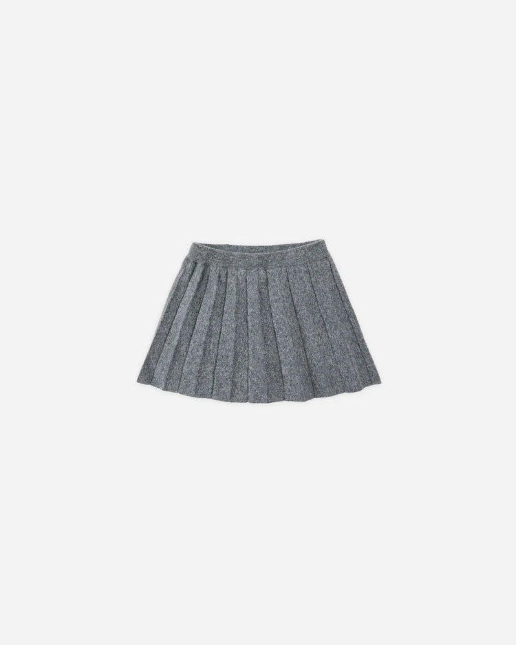 Knit Pleated Skirt | Heathered Grey | Rylee & Cru