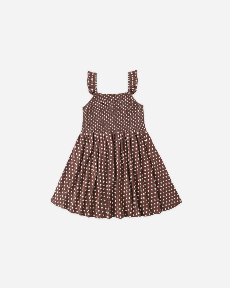 Lainey Dress | Chocolate Polka Dot | Rylee & Cru