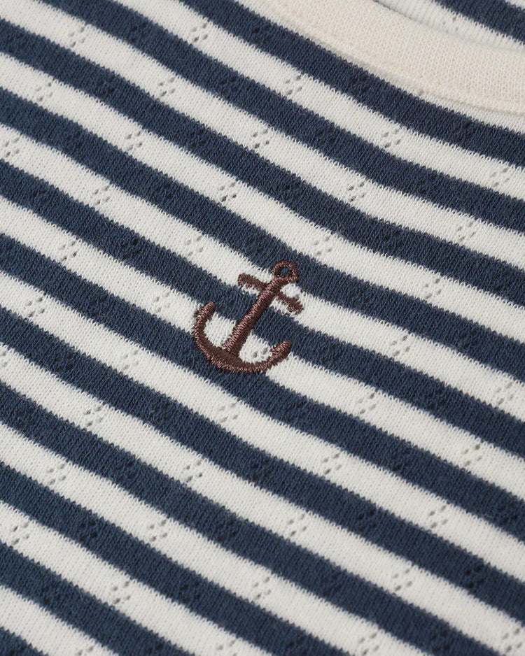 Pointelle Tee & Short Set | Navy Stripe | Rylee & Cru