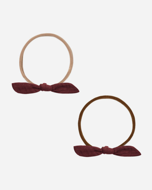 Little Knot Headband | Burgundy on Beige | Rylee & Cru