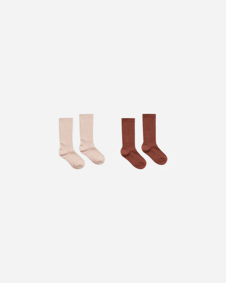 Ribbed Socks | Brick, Rose | Rylee + Cru