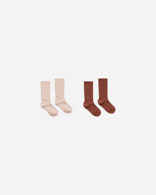 Ribbed Socks | Brick, Rose | Rylee + Cru