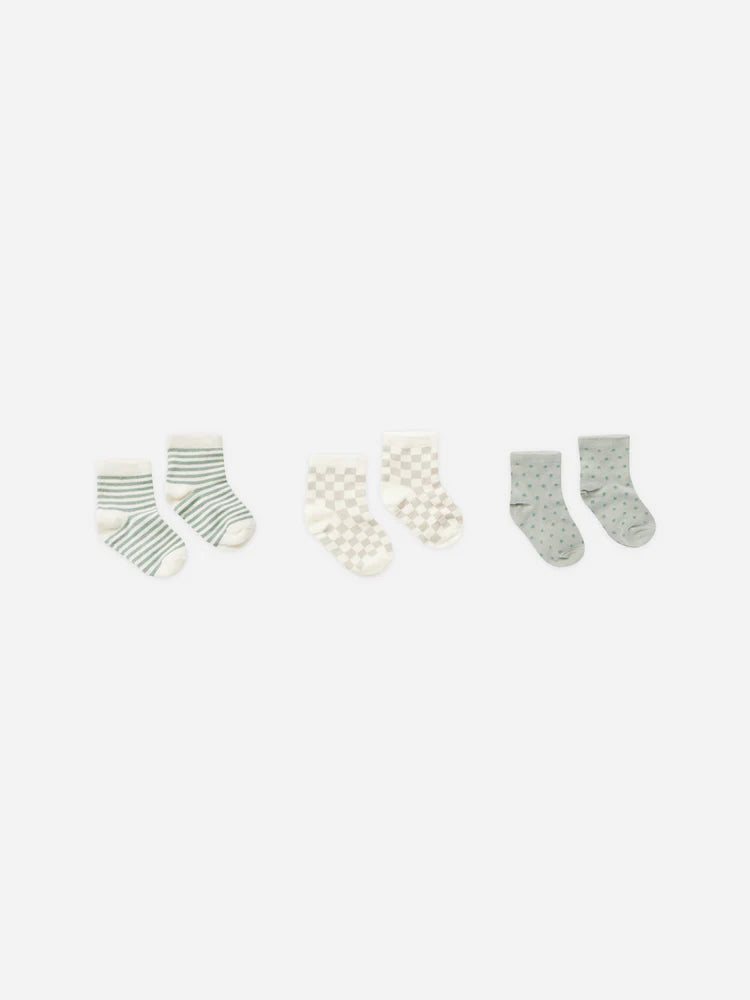 Printed Socks, 3 pack | Rylee + Cru | Summer Stripe, Dove Check, Polka Dot