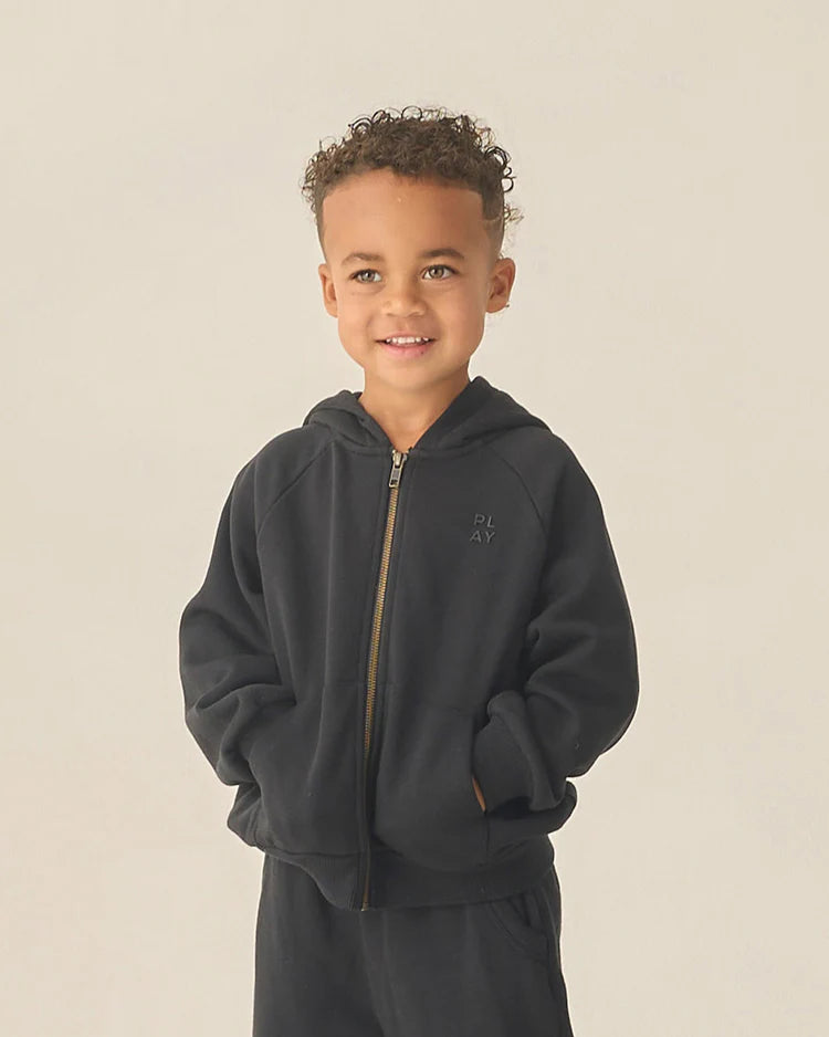 Zip Raglan Hoodie | Black | Rylee & Cru