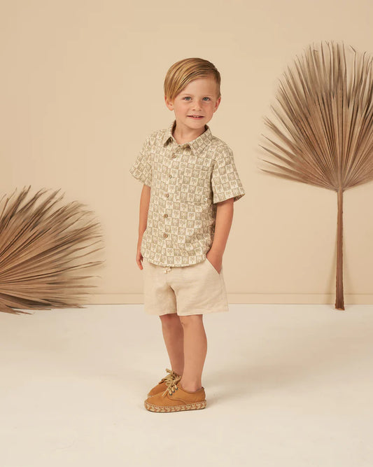 Collared Short Sleeve Shirt | Rylee & Cru | Palm Check