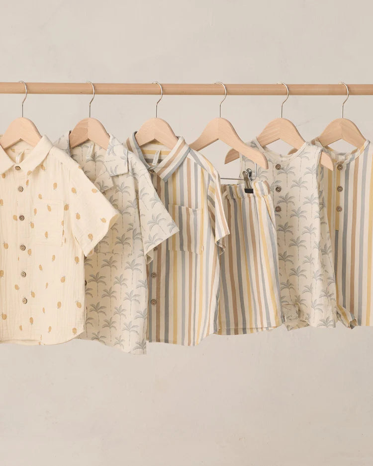 Callared Short Sleeve Shirt | Valencia Stripe | Rylee & Cru
