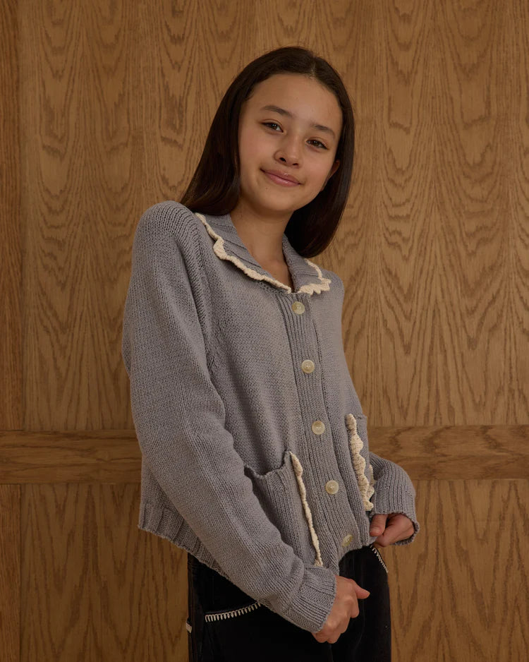 Collared Cardigan | Dusty Blue | Rylee & Cru