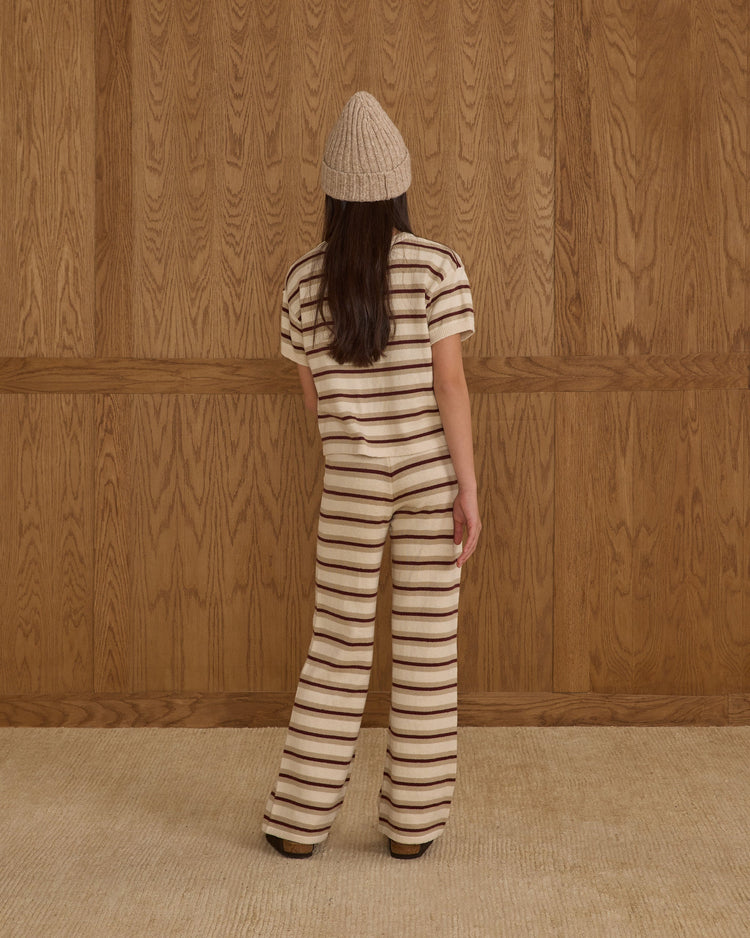 Teen Knit Wide Leg | Burgundy Stripe | Rylee & Cru