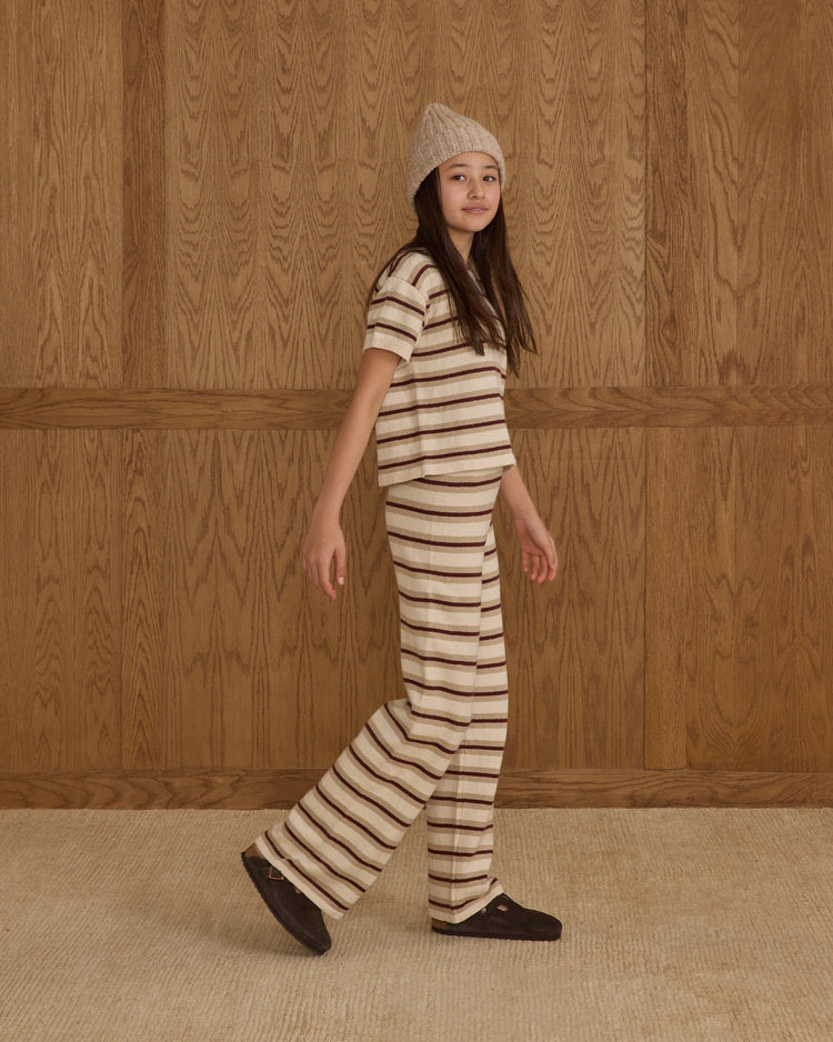 Teen Knit Wide Leg | Burgundy Stripe | Rylee & Cru