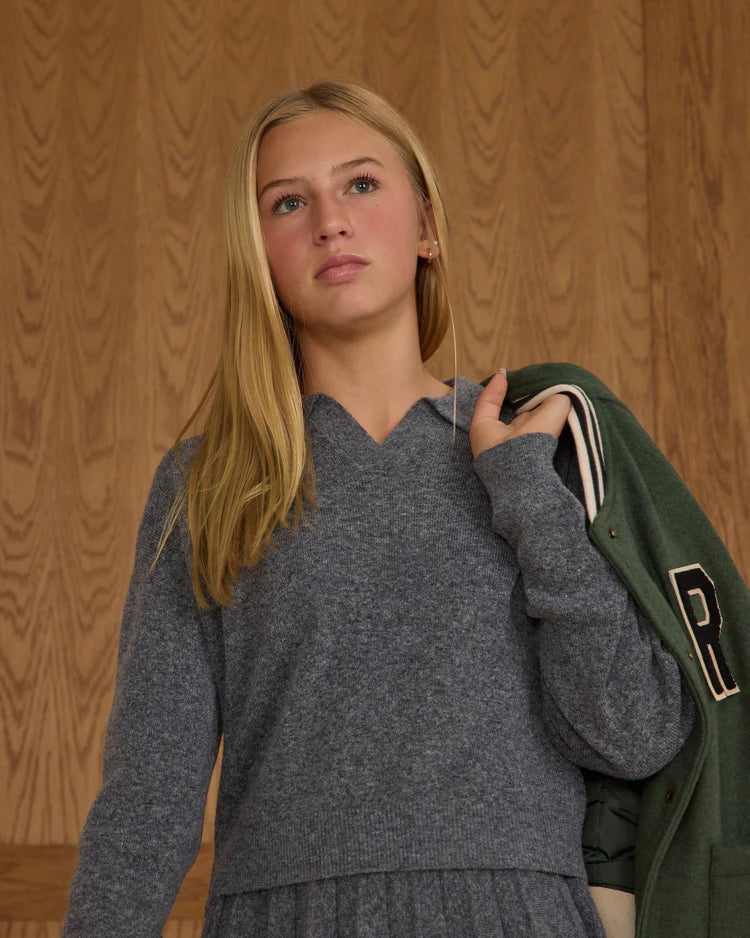 Collared Sweater | Heathered Grey | Rylee & Cru