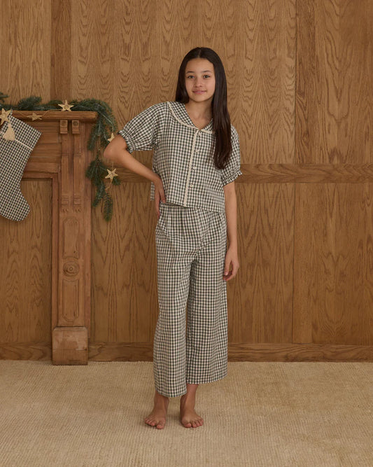 Teen Ruffle Pajamas | Evergreen Gingham | Rylee & Cru