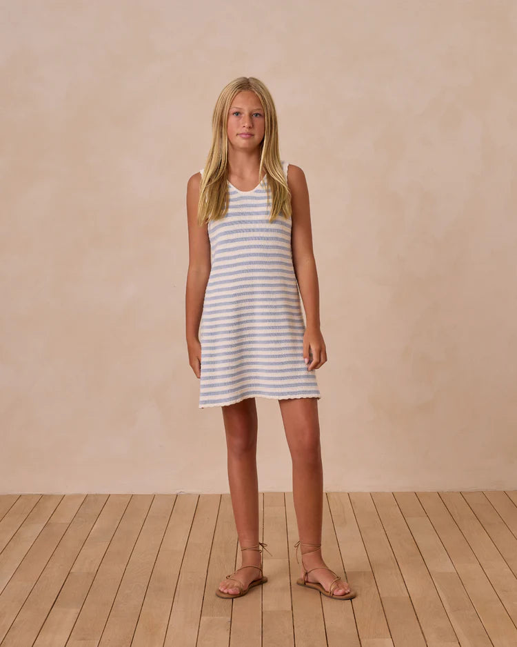 Teen Crochet Tank Mini Dress | Blue Stripe | Rylee & Cru