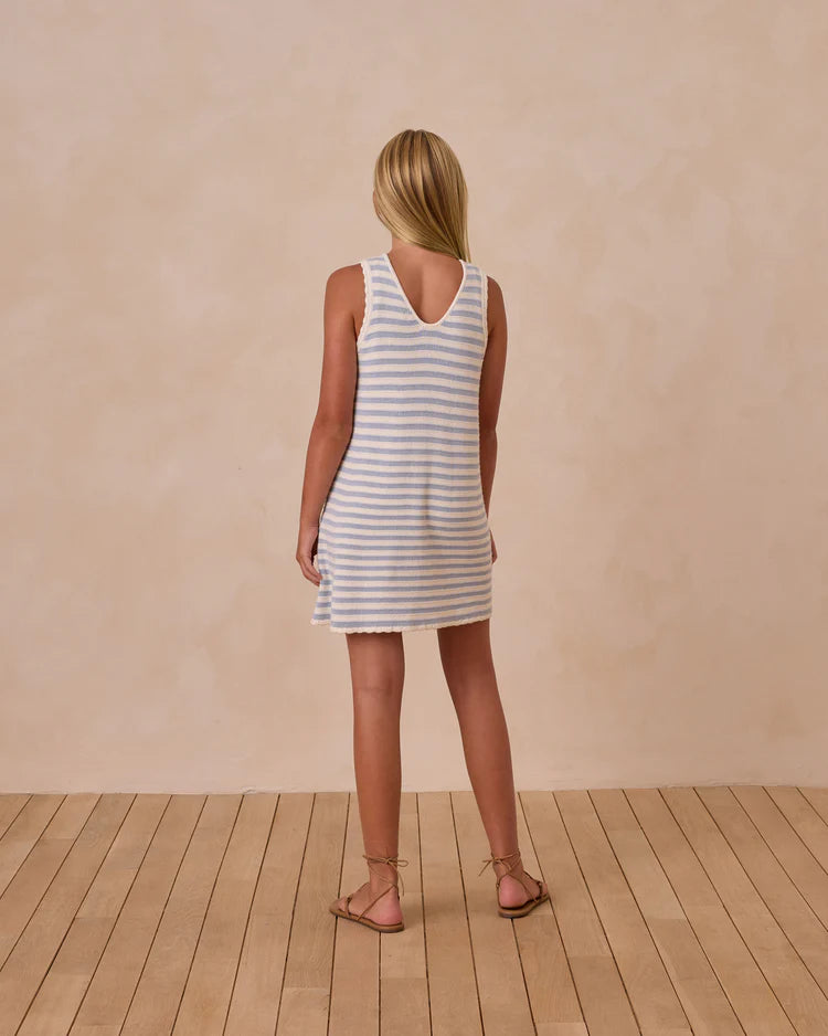 Teen Crochet Tank Mini Dress | Blue Stripe | Rylee & Cru