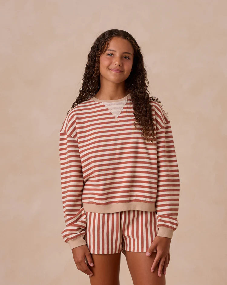 Teen Oversized Crew + Short Set | Poppy  Stripe | Rylee & Cru