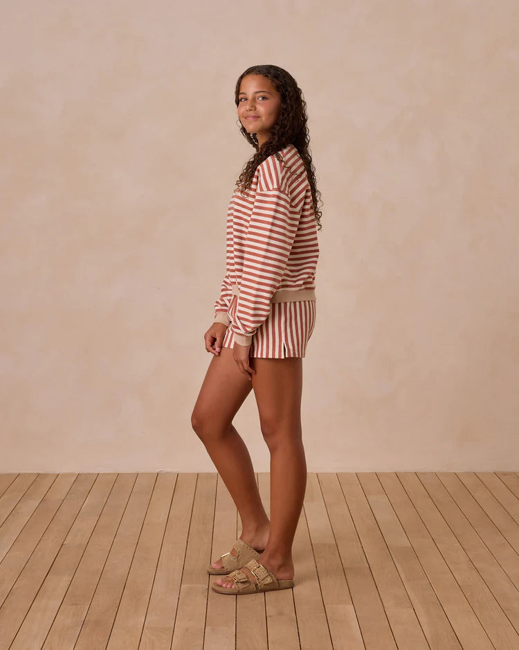 Teen Oversized Crew + Short Set | Poppy  Stripe | Rylee & Cru