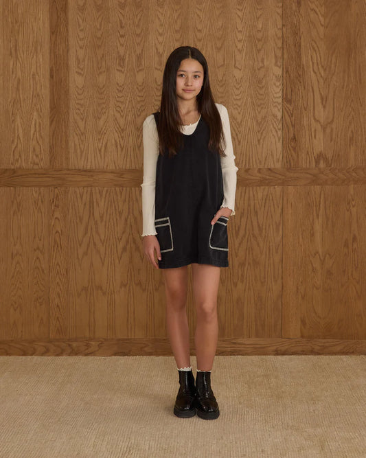 V-neck Overall Dress | Washed Black | Rylee & Cru