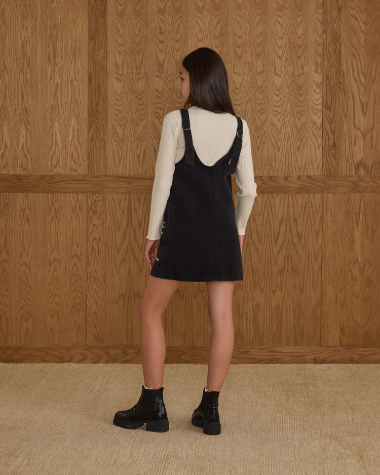 V-neck Overall Dress | Washed Black | Rylee & Cru