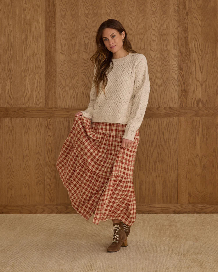 Tiered Midi Skirt | Red Plaid | Rylee & Cru