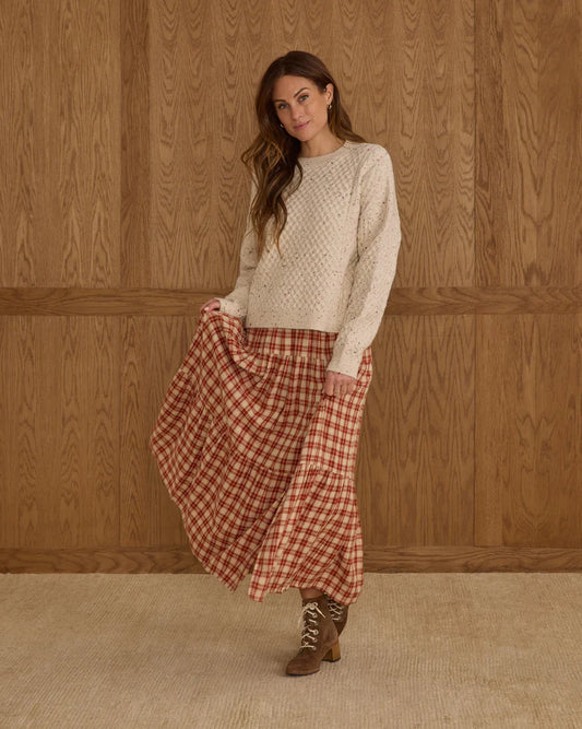 Tiered Midi Skirt | Red Plaid | Rylee & Cru