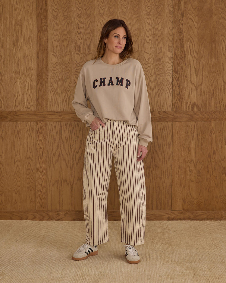 Barrel Pant | Burgundy Pinstripe | Rylee & Cru