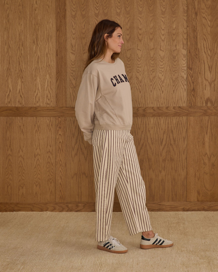 Barrel Pant | Burgundy Pinstripe | Rylee & Cru