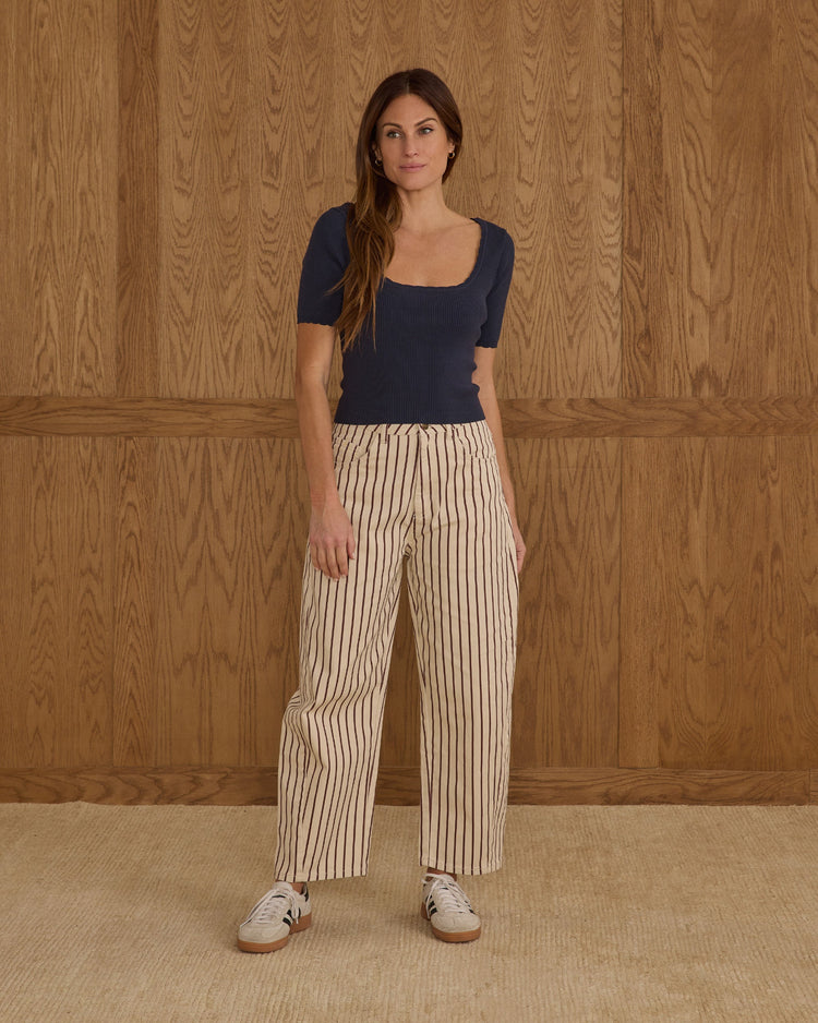 Barrel Pant | Burgundy Pinstripe | Rylee & Cru
