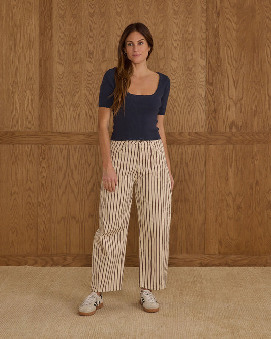 Barrel Pant | Burgundy Pinstripe | Rylee & Cru