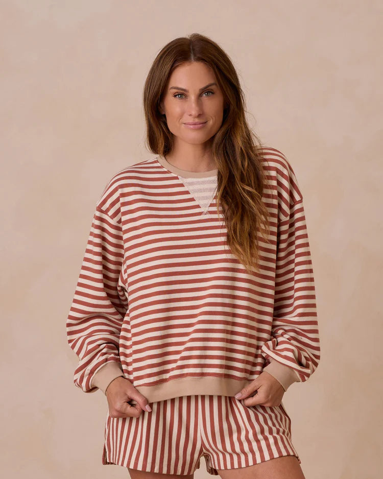 Oversized Crew + Short Set | Poppy  Stripe | Rylee & Cru