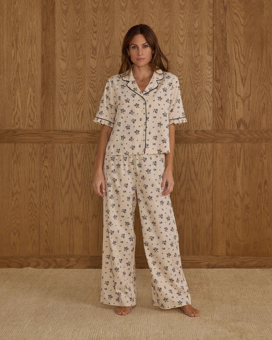Woven Pajama Set | Blue Floral | Rylee & Cru