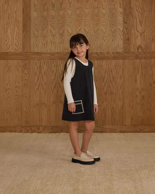 V-Neck Overall Dress | Washed Black | Rylee & Cru