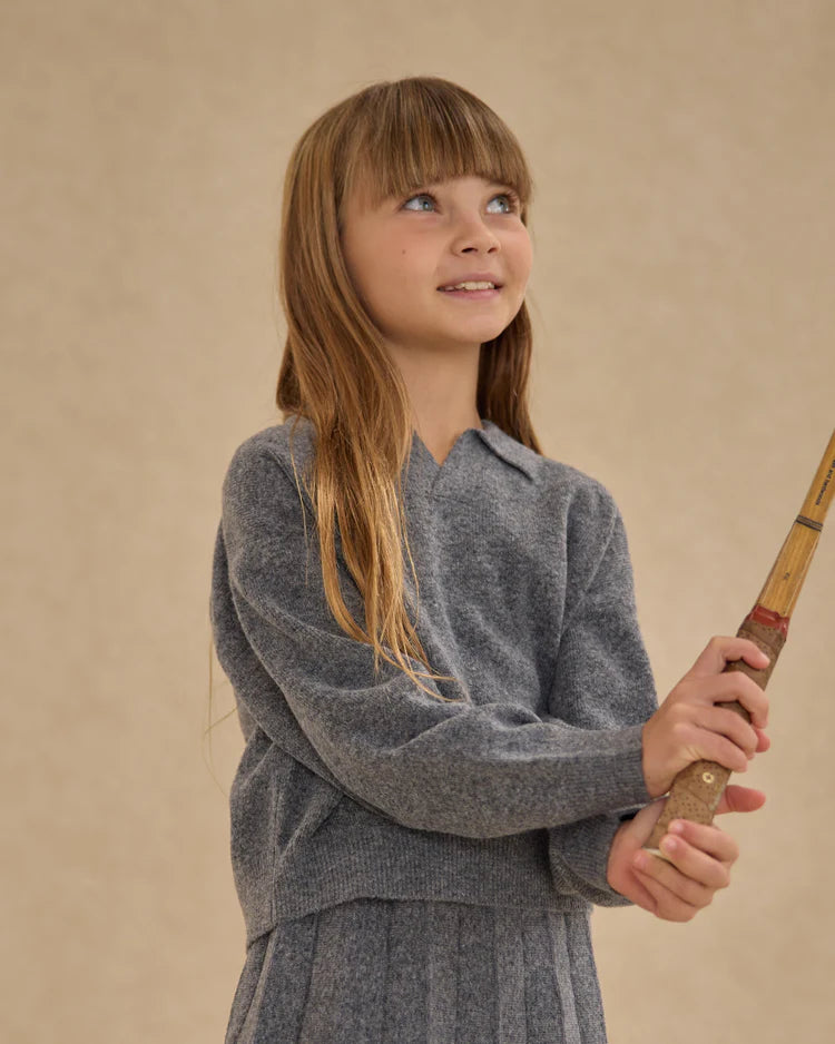 Collared Sweater | Heathered Grey | Rylee & Cru