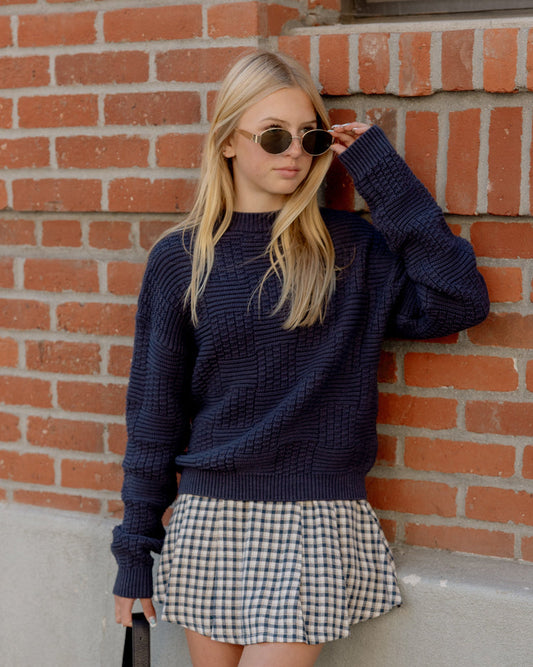 Pleated Skirt | Navy Check Teen | Rylee & Cru