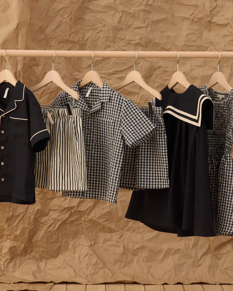 Lapel Clollared Shirt | Black Check | Rylee & Cru