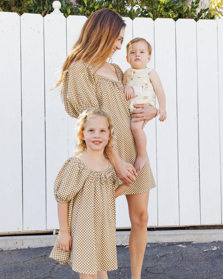 Sabrina Mini Dress | Ocre Check | Rylee & Cru