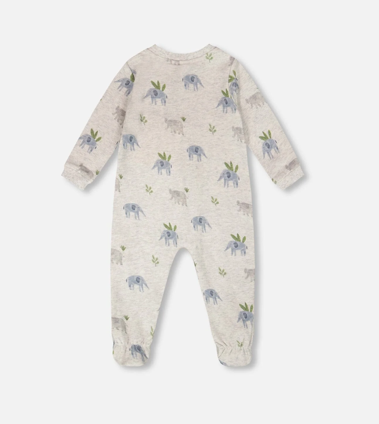 Organic One Piece PJ | Elephant Print on Grey | Deux Par Deux