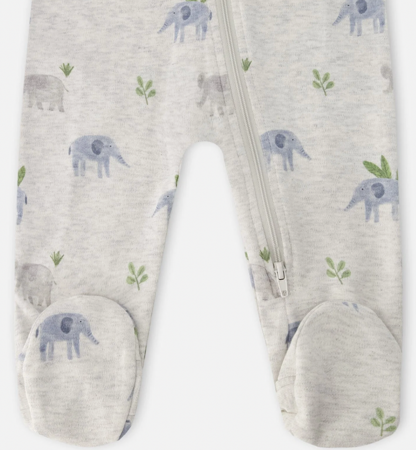 Organic One Piece PJ | Elephant Print on Grey | Deux Par Deux