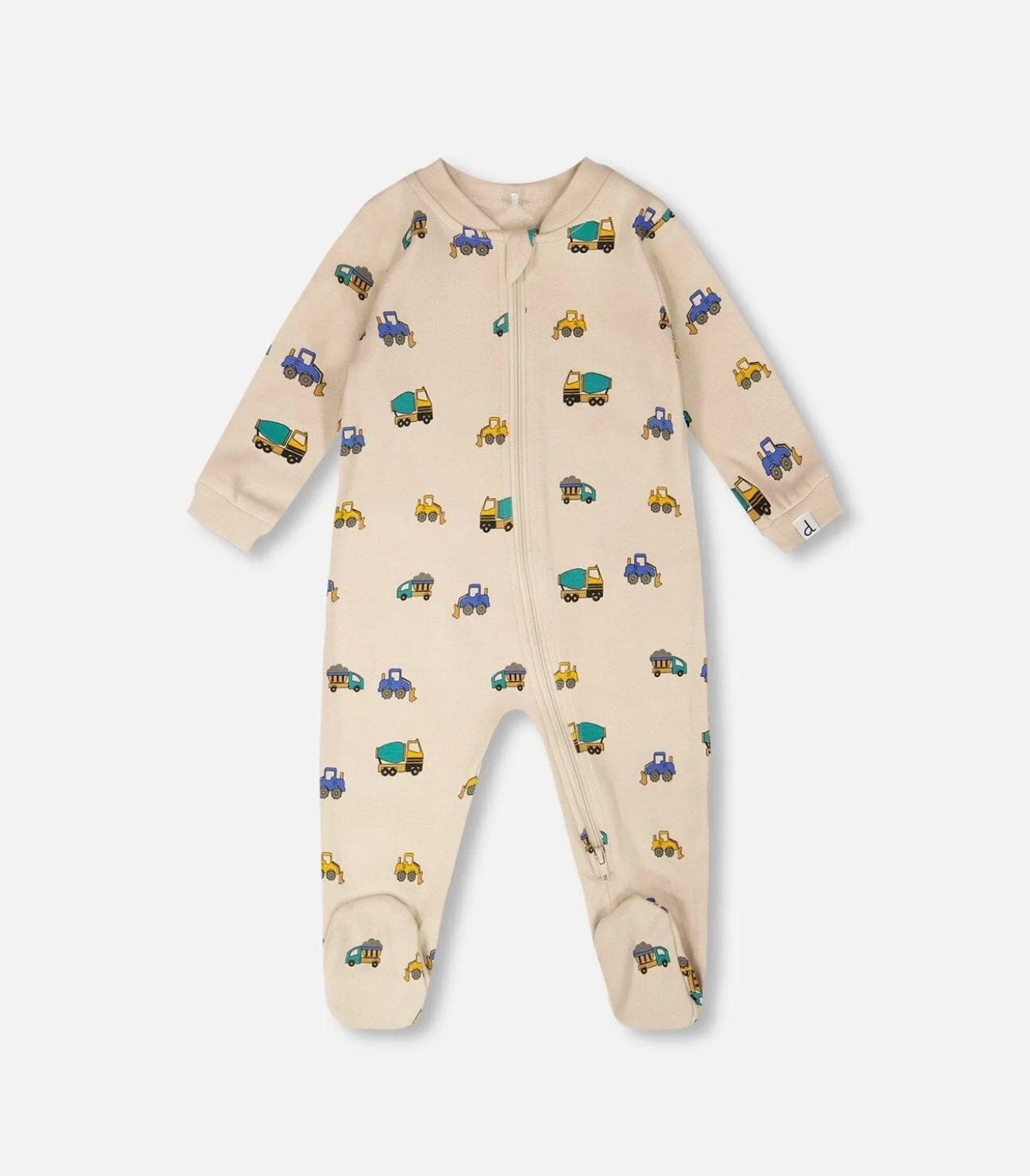 Organic One Piece PJ | Truck Print on Beige | Deux Par Deux