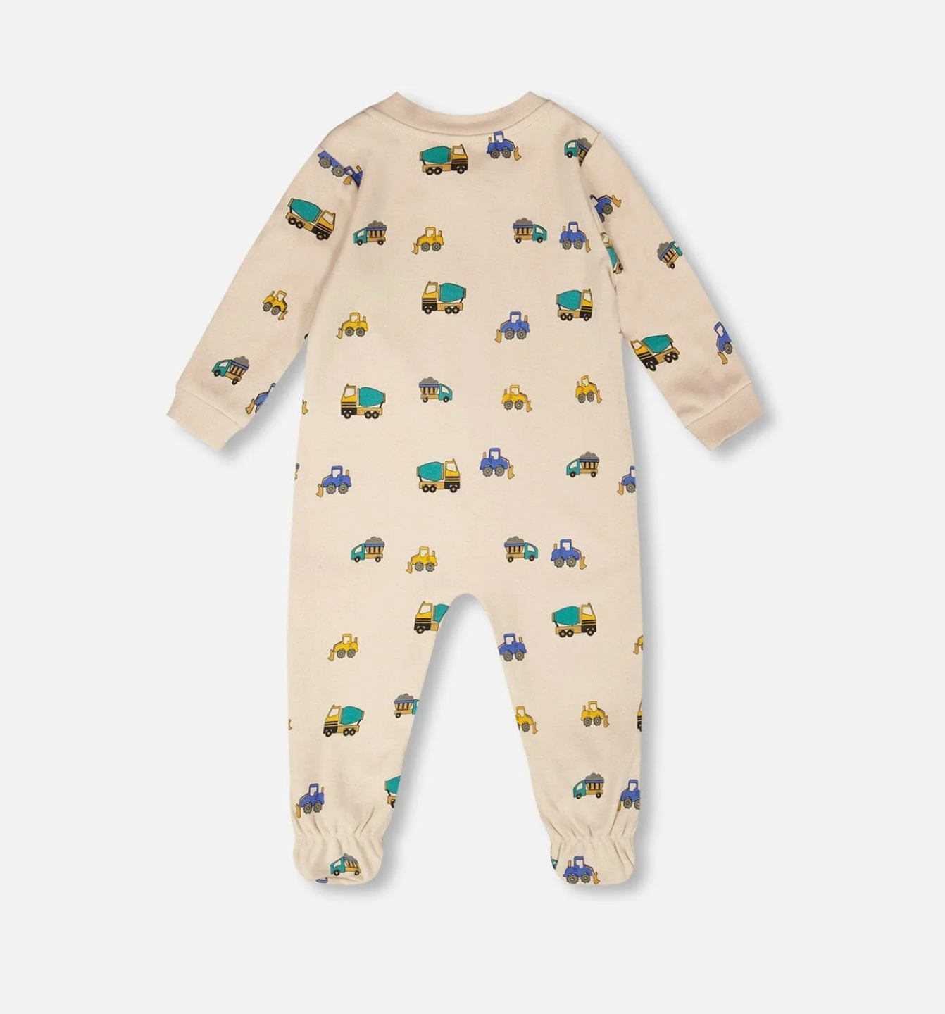 Organic One Piece PJ | Truck Print on Beige | Deux Par Deux