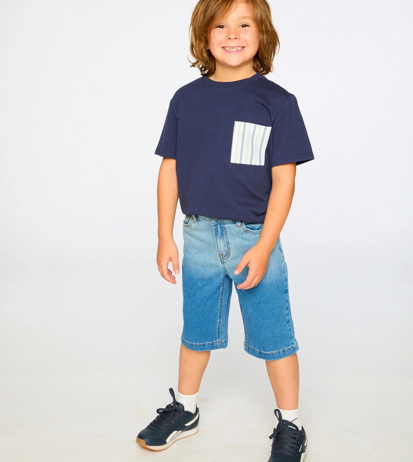 T-Shirt with Chest Pocket | Dark Blue | Duex par Deux