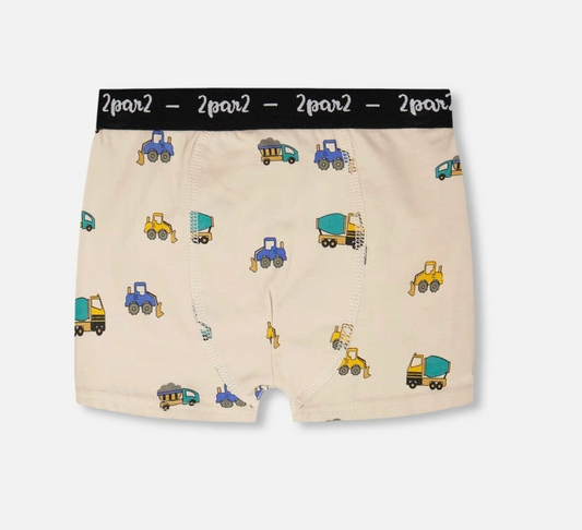 Organic Cotton Boxer | Beige Truck Print | Deux Par Deux