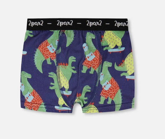 Organic Cotton Boxer | Blue Dino Print | Deux Par Deux