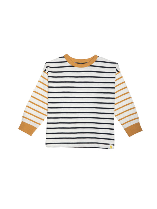 LS Contrast Stripe Tee | Nugget Gold | Rise Little Earthlings