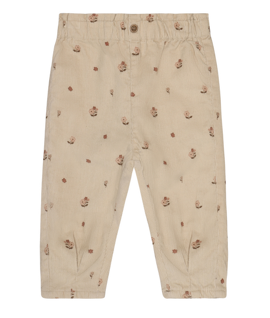 Floral Cord Pants (with Lining) | Feather Gray | Minymo